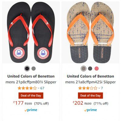 United Colors of Benetton mens Slipper starting at ₹177