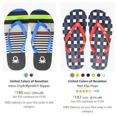 United Colors of Benetton mens slipper up to 70% off