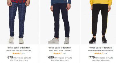 United Colors of Benetton Men's Trousers Minimum 70% Off