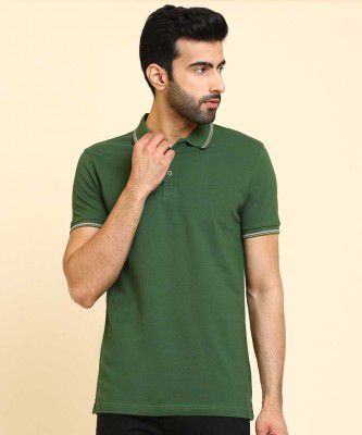 United Colors of Benetton  Solid Men Polo Neck Green T-Shirt
