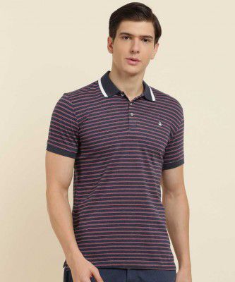 United Colors of Benetton  Striped Men Polo Neck Pink T-Shirt