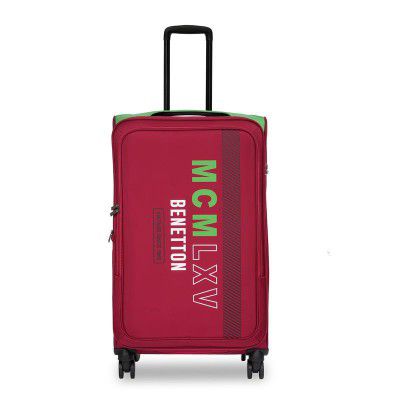 UNITED COLORS OF BENETTON Topaz Polyester Soft Luggage - Red, 69CM Mid Trolley Bag