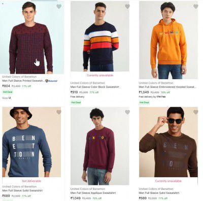 United Colors of Benetton Winterwears Upto 77% Off