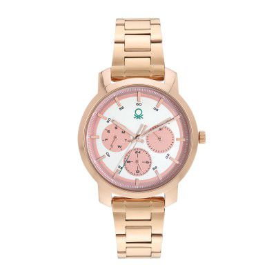 United Colors of Benetton Women Pink Round Brass Dial Analogue Watch- UWUCL0503