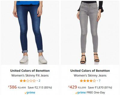 United Colors of Benetton Womens Fit Jeans up to 85% off