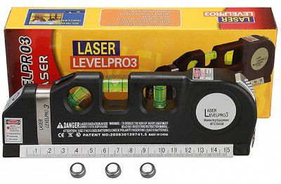 UNIVERSAL BUYERL 03 NEW01 Level Laser Plastic Horizon Vertical Measure Tape Aligner Bubbles Ruler Multifunction Leveler Tool (Black)01