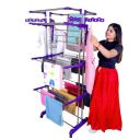 UNIZONE Jumbo 3-Tier Stainless Steel Cloth Drying Stand with Wheels – Foldable Cloth Dryer Rack & Heavy Duty Cloth Drying Stand, Extra Large Laundry Drying Rack for Home/Balcony...