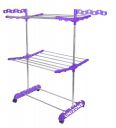 UNIZONE Stainless Steel 2-Tier Single Pole Foldable Clothes Drying Stand with Side Wings(Purple)...