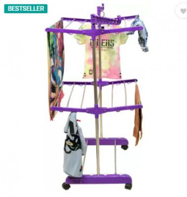 Unizone Steel, Aluminium, Plastic Floor Cloth Dryer Stand - 12 Month Warranty - DV2S Floor Cloth Dryer Stand 900236 - 01  (2 Tier)