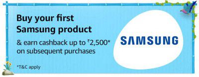 Up to ₹2500 Cashback on 2nd Samsung Product