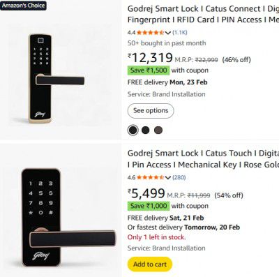 UP TO 60% OFF + Godrej Smart Lock + UP TO Rs 1500 Coupon