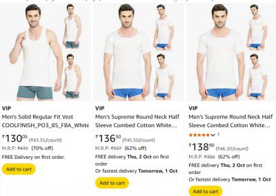 UP TO 71% Off On VIP Innerwears.