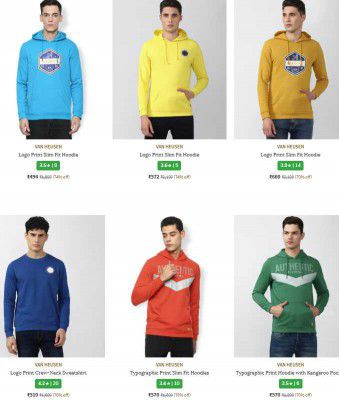 Upto 74% OFF - Van Heusen Mens Sweatshirts And Hoodie | Starts At Rs.494