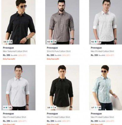 UP TO 80% OFF | Provogue Mens Shirt Starts At 399