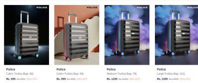 UP TO 90% OFF on Police Trolley Bags | Starts at 1099