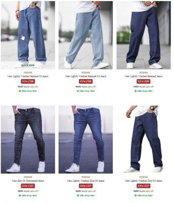Ajio : Upto 88% Off On Poshax Men Jeans