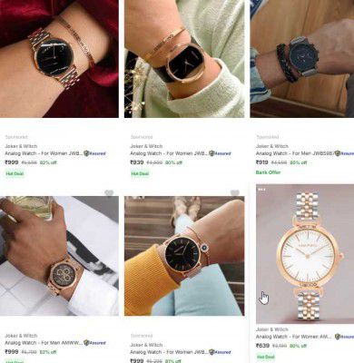 Flipkart : Upto 88% OFF - Joker And Witch Wrist Watches