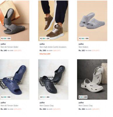 UP TO 90% OFF On Yoho Mens Footwear | Starts At ₹ 140