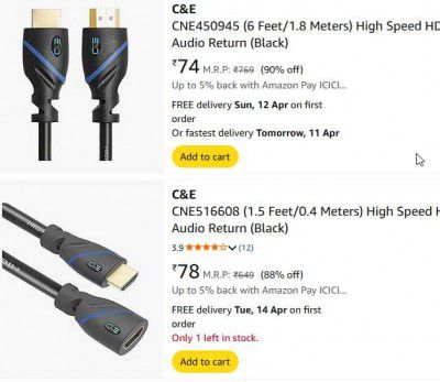 UP TO 94% OFF | C&E HDMI Cable Start At 74 