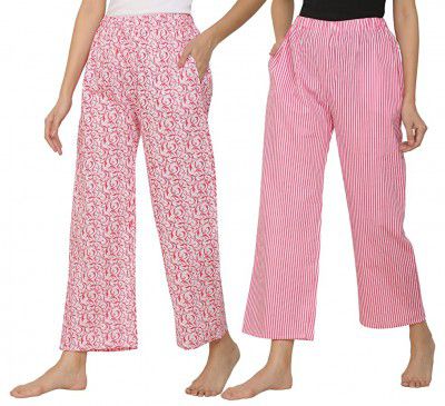 Upayogee Womens Cotton Printed Regular Fit Night Wear Pajama/Track Pants/forWomen and Girls - (Pack of 2)