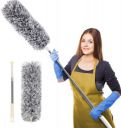 Upgraded Long Handle Extendable Microfiber Duster with Telescopic Metal Handle, Detachable Dust Cleaning Brush for Sofa, Table, Cabinet, Shelf, Ceiling Light and Air Conditioner Cleaning...