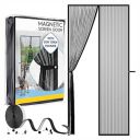 UPGRADED Magnetic Mosquito Net for Door Screen Door Mesh- with STRAP Door Nets Size 38 x 82 inch Fiberglass Door Screen Magnetic Full Frame Hook&Loop, Self Sealing, Pet and Kid Friendly...