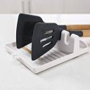 Upkaranwale Cutlery Kitchen Rack Plastic 4 Slots Cooking Storage Silicon Spoon Rests Mat Heat Resistance rack( Set of 1)...