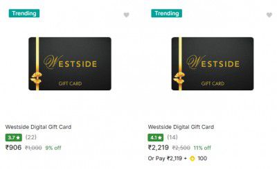 Flipkart : Upto 11% Off On Westside Gift Card