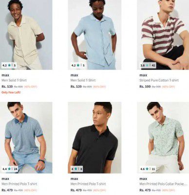 Upto 40% OFF - Max Mens T-shirts