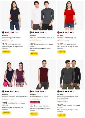 Amazon: Upto 73% OFF On  Ap'pulse Clothing | Starts At ₹193
