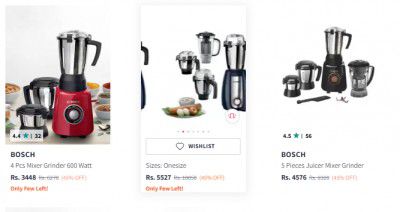 Myntra: Upto 45% OFF On Bosch Mixer Grinder Starts At Rs.2420