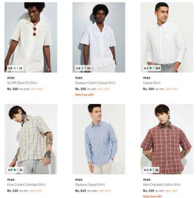 Upto 50% OFF - Max Mens Shirts