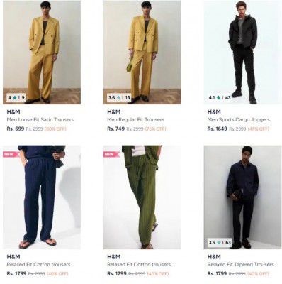 Upto 70% Off on H And M Men's Trousers (International Brands) | Starts At Rs 989