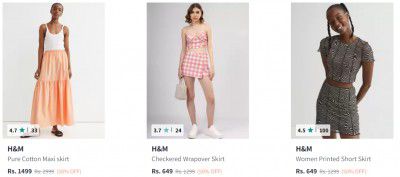 Upto 50% Off on H&M Womens Skirts (International Brands) | Starts At Rs 649