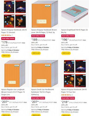 Upto 53% Off On Apsara Notebook