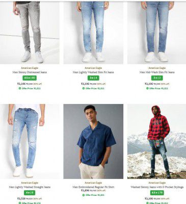 Ajio : Upto 60% OFF - American Eagle Clothings | For Mens