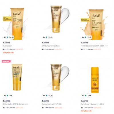 Upto 62% Off Lakme Sunscreen | Starts @121