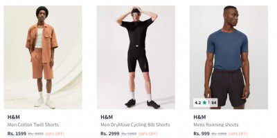 Upto 60% Off on H&M Men's Shorts (International Brands) | Starts At Rs 749