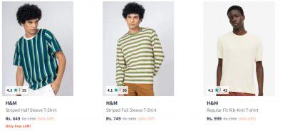 Upto 60% Off on H&M Men's Tshirts (International Brands) | Starts At Rs 399