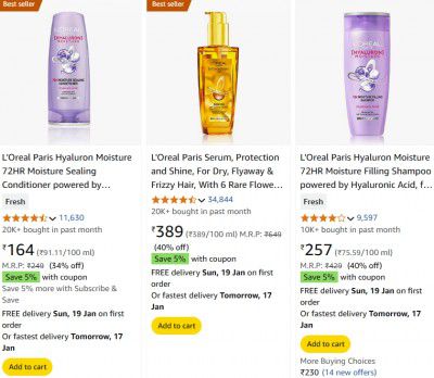 Upto 51% Off On L'Oreal Paris Beauty Products + Extra Coupon Offer