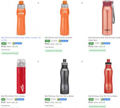 Upto 60% Off On Milton Water Bottles & Flasks Starts at Rs 142