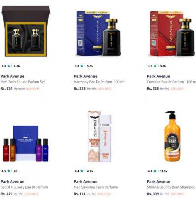 Myntra : Upto 62% OFF -  Park Avenue Beauty Products