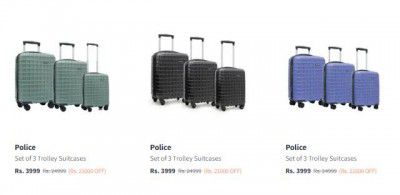 Myntra: Police Set of 3 Trolley Bags | Starts At ₹3399