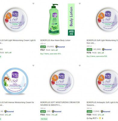 Flipkart : Up to 80% OFF -  Boroplus Beauty Products