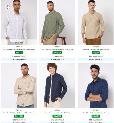 Ajio : Upto 80% Off On Netplay Mens Shirts