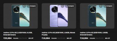 Upto 66% Off On realme 13 pro  