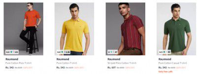 UPTO 68% OFF | Raymond Men's T-shirt | Start @ 489