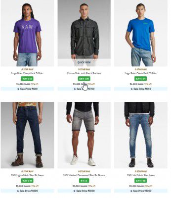 Upto 70% Off On G STAR RAW Men's Clothing