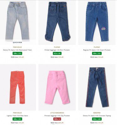 Ajio : Upto 70% Off On Girl's Jeans And Jeggings Starts at Rs 195