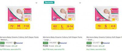 Loot : Price Drop : Upto 70% OFF ON Morisons Baby Diapers